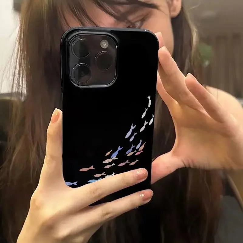 Cute Korean Y2K Little Fish Phone Cover for iPhone 11–16