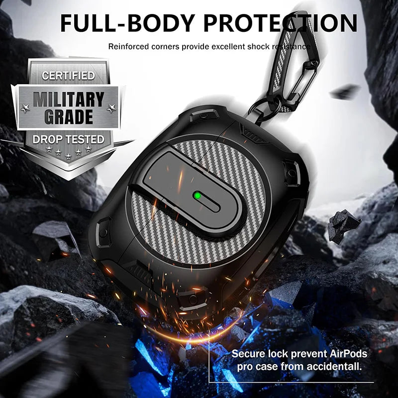 Security Lock Armor Case for AirPods Pro 2/1/2/3 with Wireless Charging