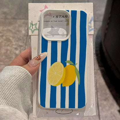 Fresh striped lichee cover, elegant soft TPU, shockproof for iPhone 16-11.