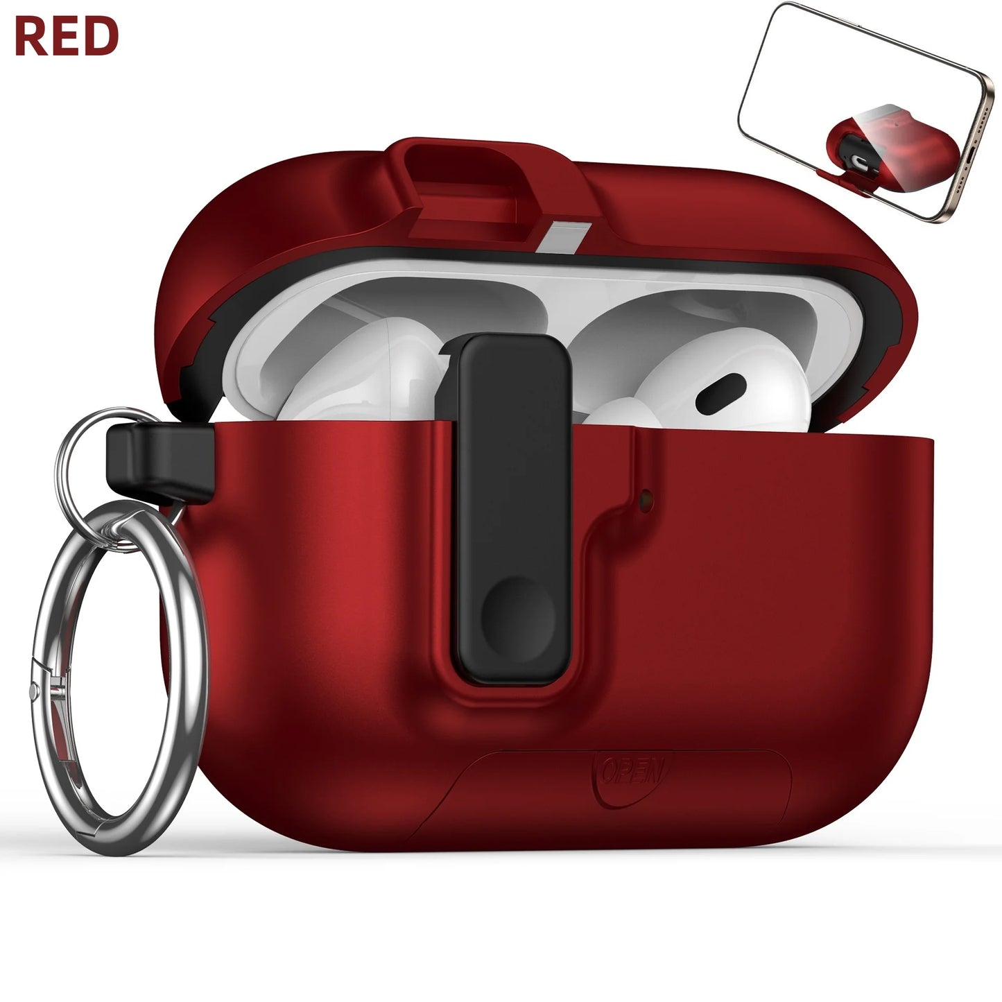 Shockproof Case with Phone Holder for AirPods Pro 3 | Lock & Keychain Cover