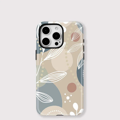 Leaves & Flower MagSafe Case for iPhone 16–11 | Magnetic Double-Layer Cover