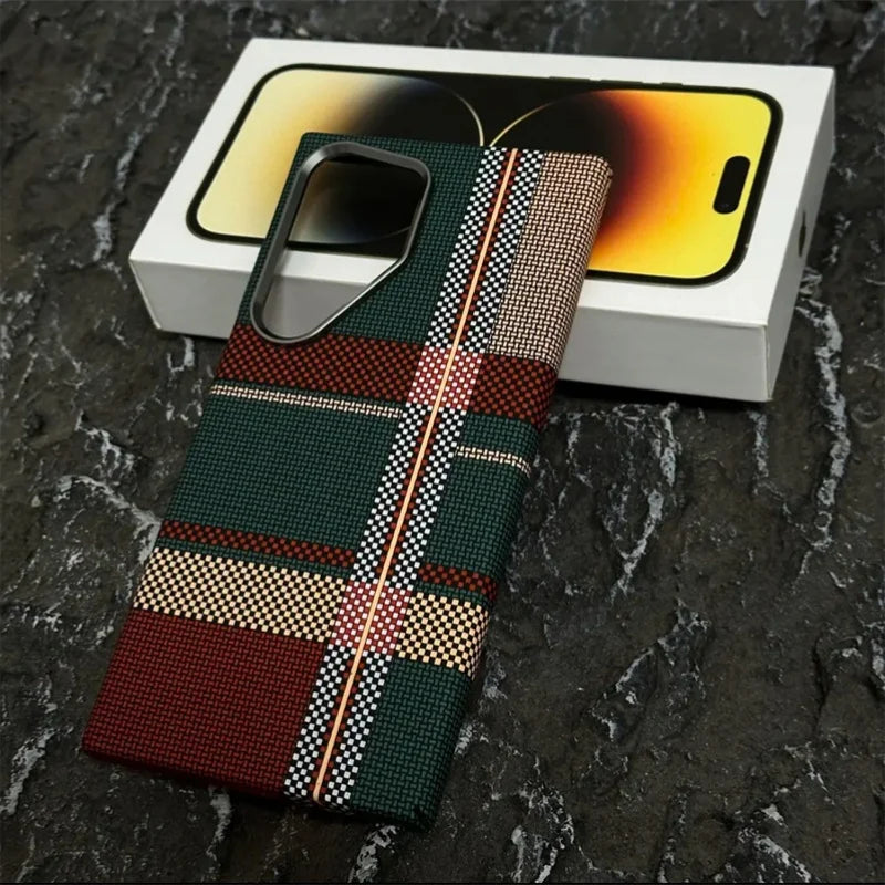 Luxury Carbon Fiber MagSafe Case for Samsung Galaxy S25/S24 Ultra Plus – Hard Cover