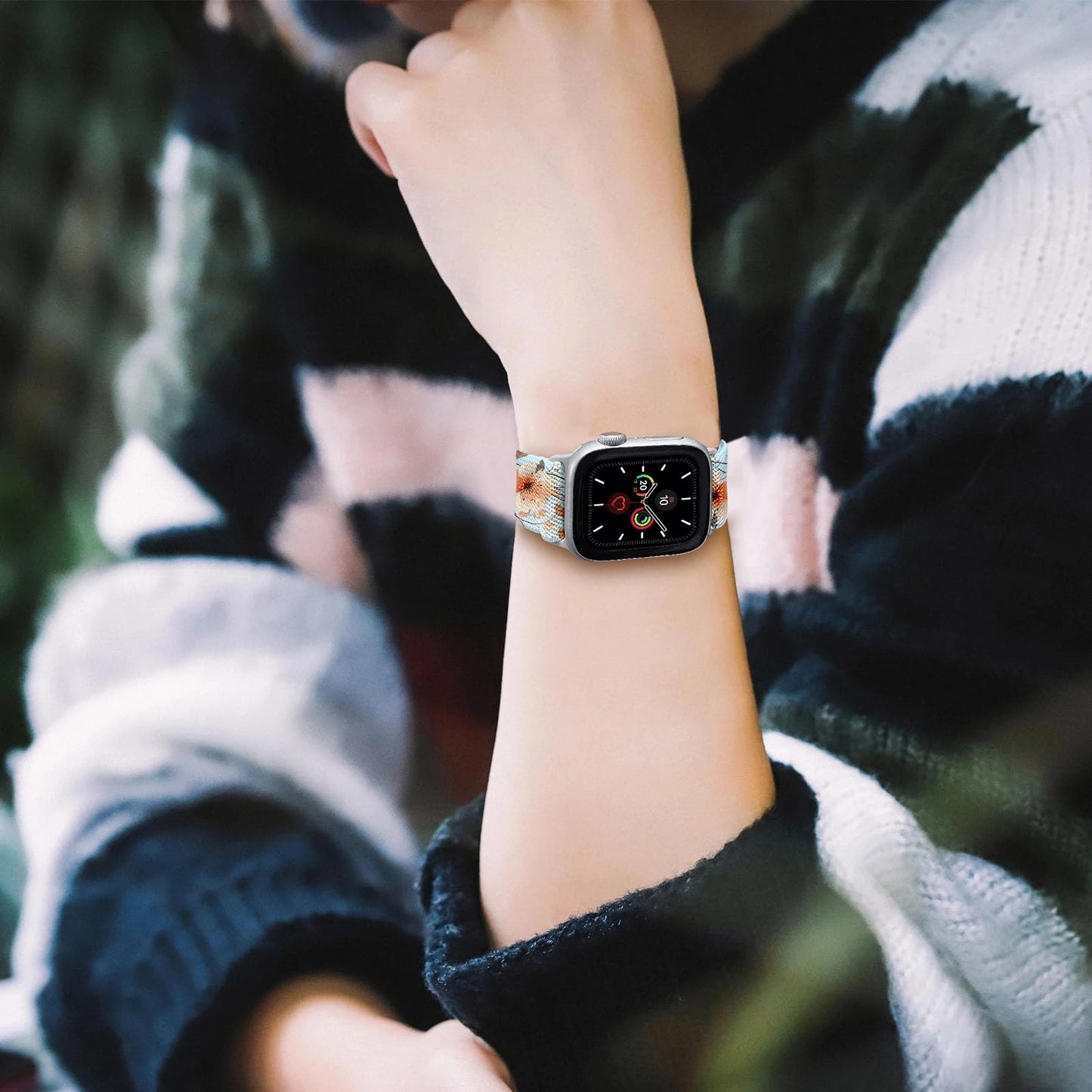 Stretchy Nylon Flower Band for Apple Watch 49–38mm Women & Men Strap