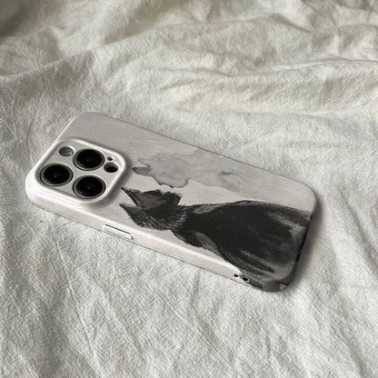 Artistic Black Cat Mirror Case for iPhone 17–11 Pro Max Watercolor Cover