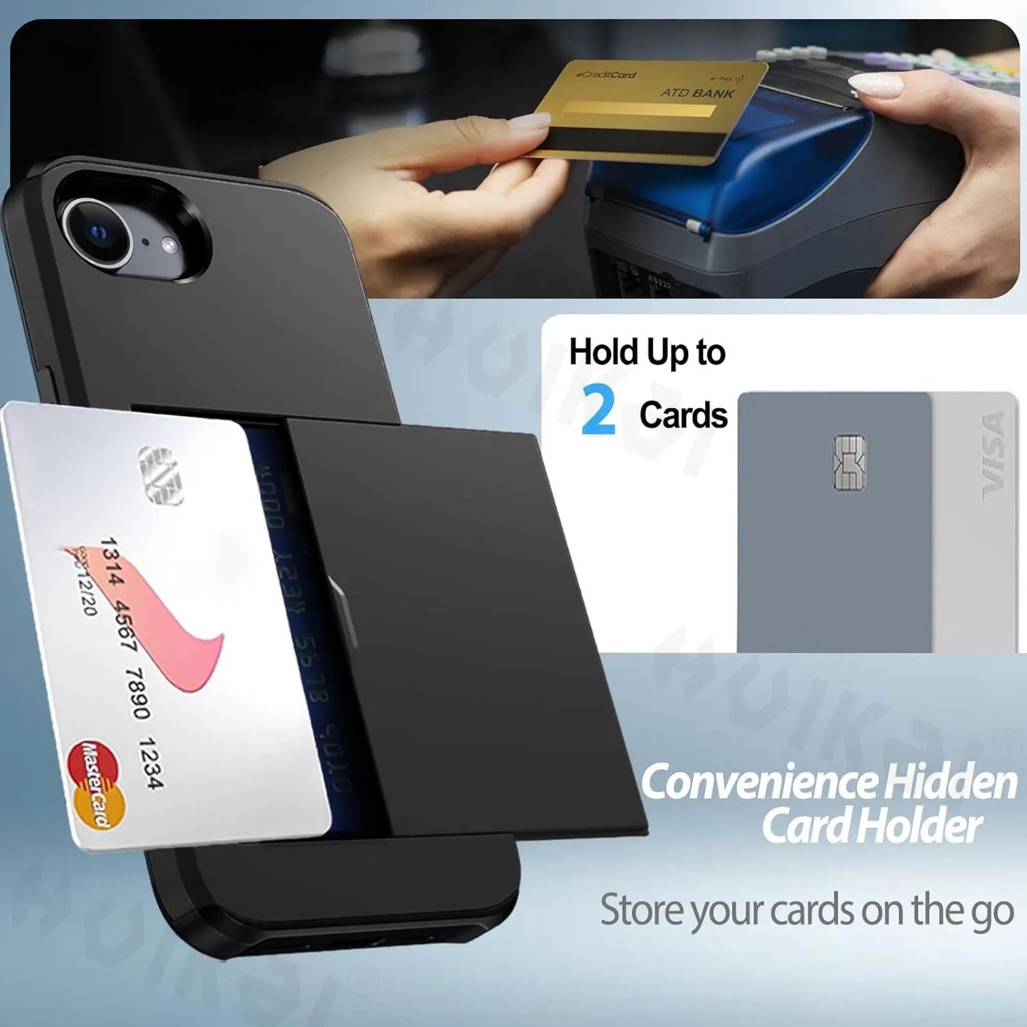 Case For iPhone 16e 16 Pro Max 15 Pro Max 14 Pro 13 12 11 Wallet Card Holder Slide Slot Slim Hard PC Heavy Duty Protective Cover