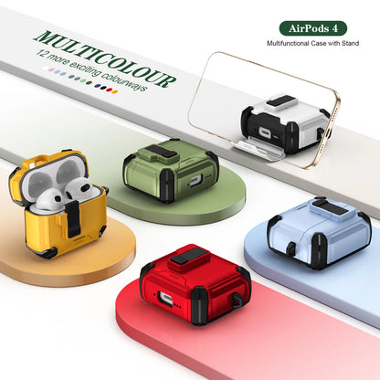 Secure Lock Shockproof Case for AirPods 1/2/3/4 Pro with Hook & Holder