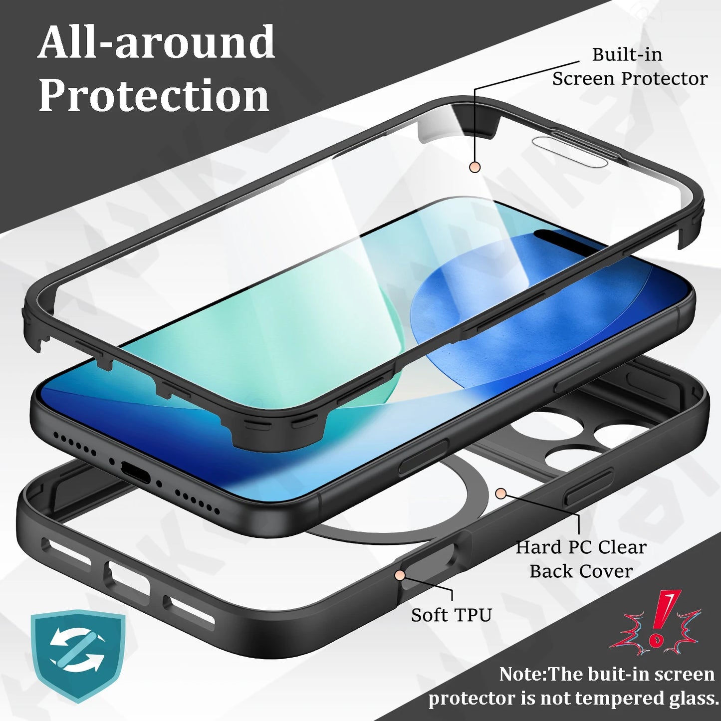 Case For iPhone 14 13 12 11 Pro Max Plus 360° Full Shockproof Silicone Cover