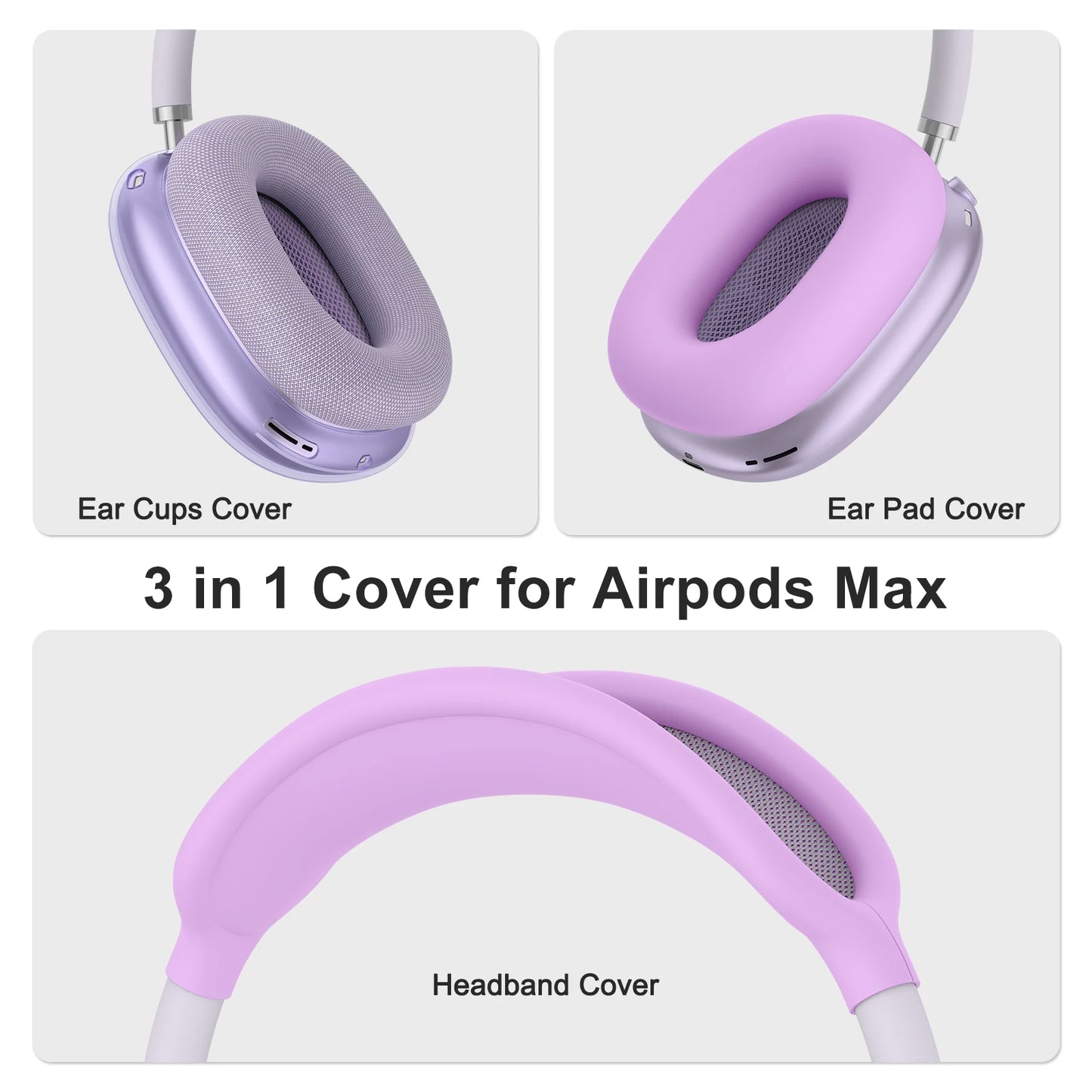 4-in-1 Clear TPU Case for AirPods Max – Ear Pad, Cup & Headband Protector