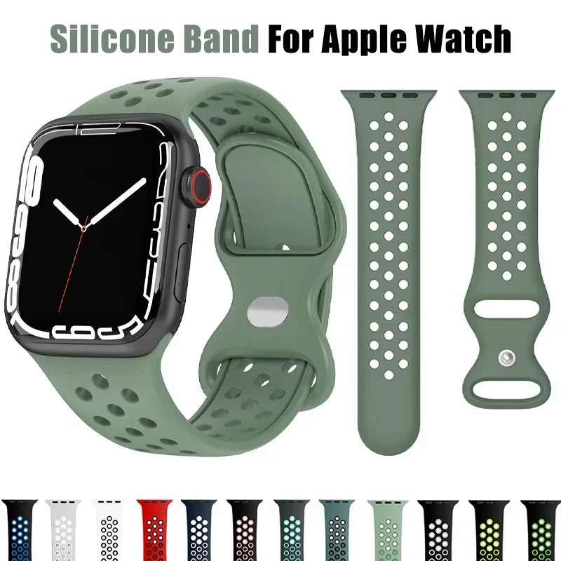 Silicone Strap for Apple Watch Ultra2 49/45/44/42/41/40/38mm Sport Wristband Band