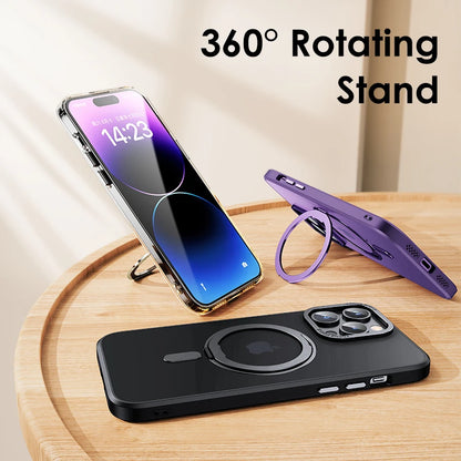 Luxury Magnetic Stand Case with Ring Holder for iPhone 11–13 Pro Max