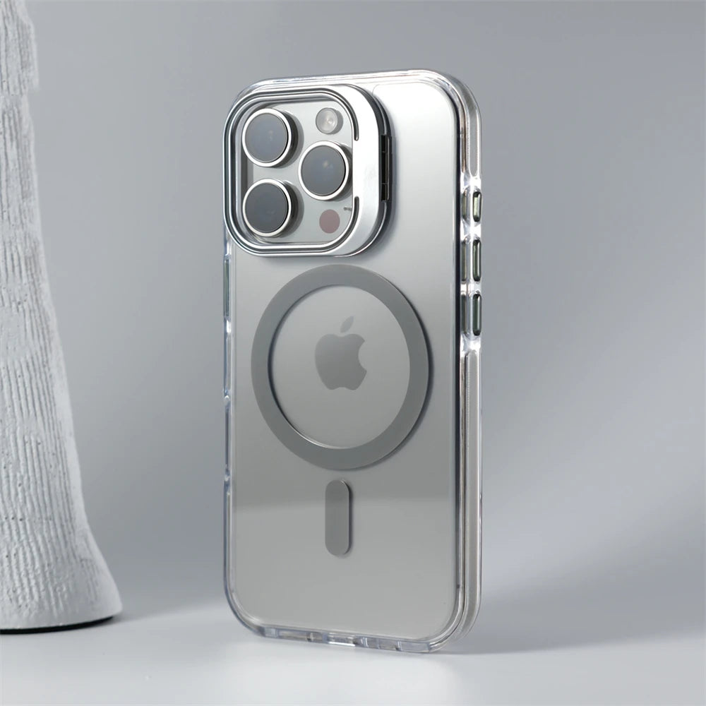 Luxury Lens Holder MagSafe Clear Case for iPhone 17 Air 16 15 14 13 12 Pro Max