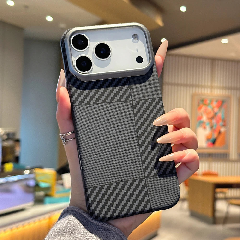 Colorful Carbon Fiber Matte Case for iPhone 17 Air 16 15 Plus Pro Max Slim Cover