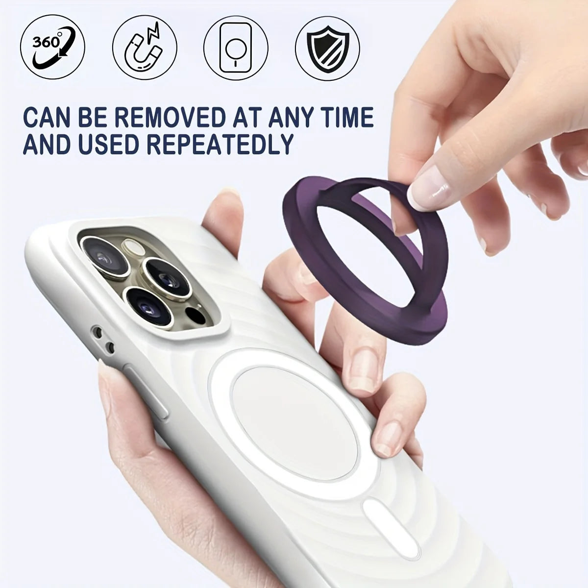 Magnetic Silicone Phone Ring Holder – Waterproof & Removable Grip