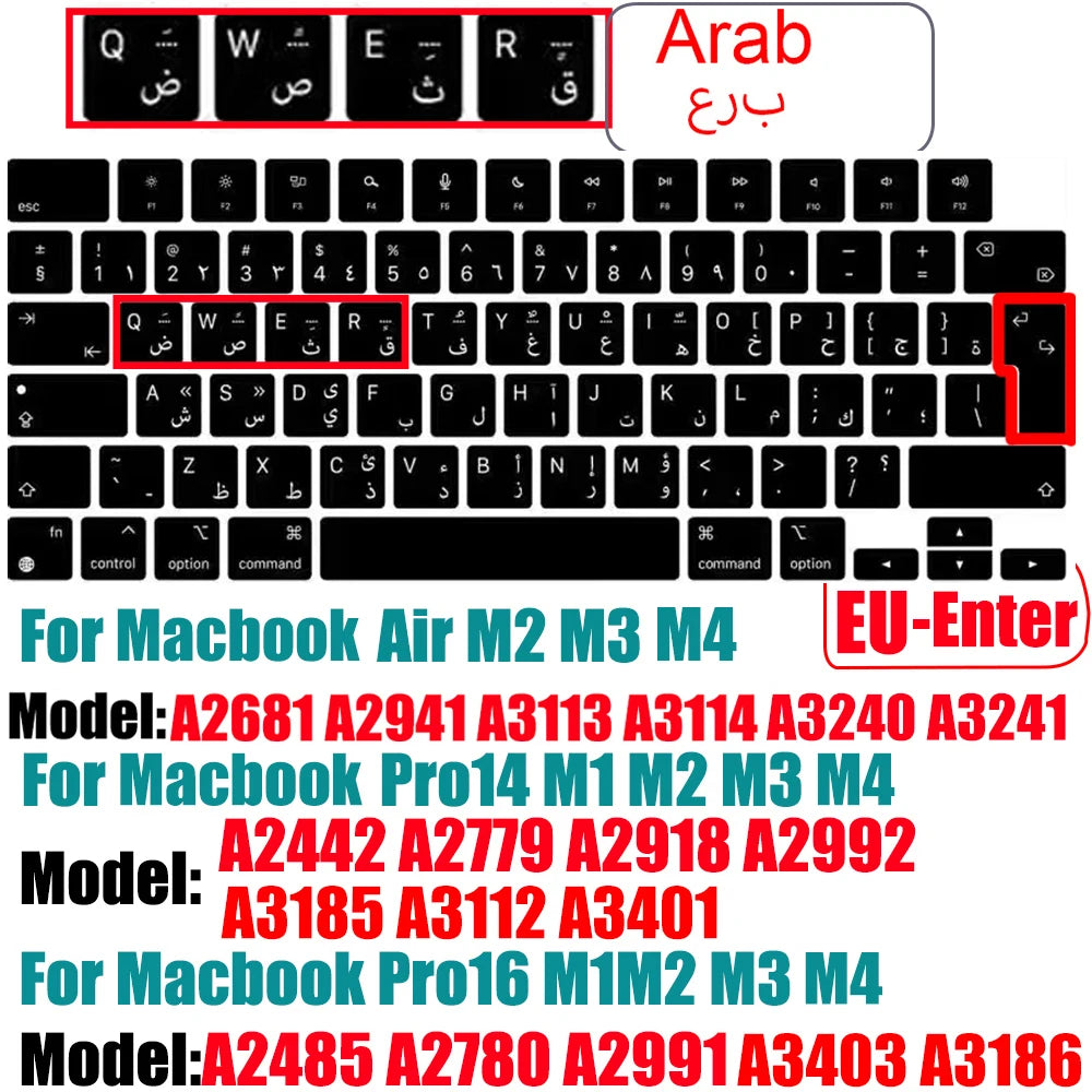 Keyboard Cover for MacBook Air/Pro M1 M2 M3 13.6" 14" 16" with Touch ID