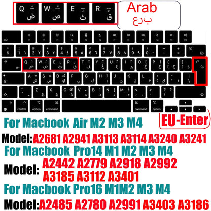 Keyboard Cover for MacBook Air/Pro M1 M2 M3 13.6" 14" 16" with Touch ID