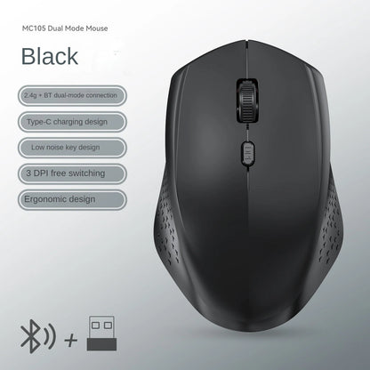 Bluetooth 5.2 + 2.4G Dual-Mode Wireless Mouse 6 Keys 1600DPI Rechargeable Gaming Mouse