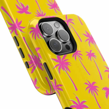 Luxury Pink Coconut Tree Case for iPhone 17–7 Pro Max Double-Layer Cover