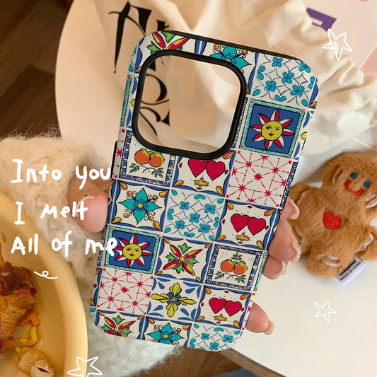 Korean Ethnic Style MagSafe Case for iPhone 11–16 Pro Max – Acrylic + TPU