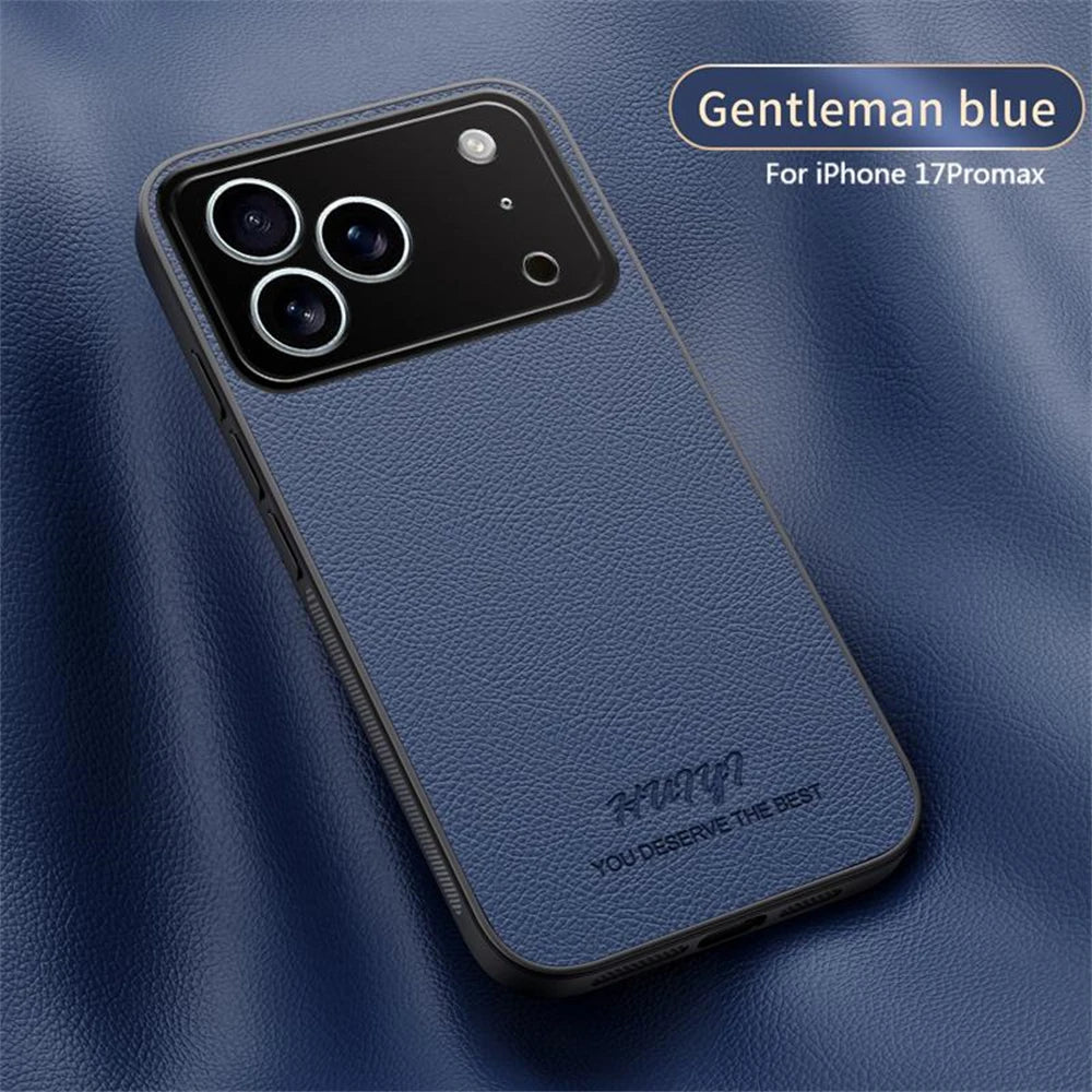Business Leather Case for iPhone 17–11 | Anti-Fingerprint Shockproof Cover