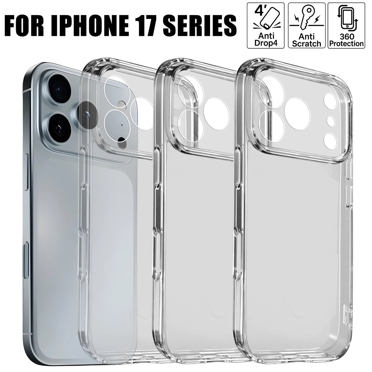Transparent Shockproof Case for iPhone 17 Air & 17 Pro Max Anti-Fall Clear Cover