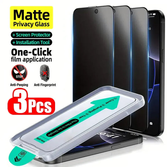 3-Pack Matte Privacy Screen Protector for iPhone 16–11 Pro Max – Anti-Spy Glass