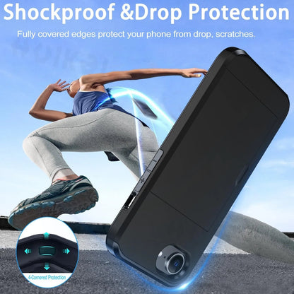 Case For iPhone 16e 16 Pro Max 15 Pro Max 14 Pro 13 12 11 Wallet Card Holder Slide Slot Slim Hard PC Heavy Duty Protective Cover