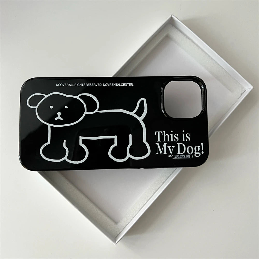 Creative Ins Korean Happy Puppy iPhone Case 11–16 Pro Max