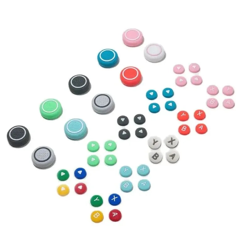 Silicone D-Pad & ABXY Key Stickers for Switch OLED | Joy-Con Grip Cap Set