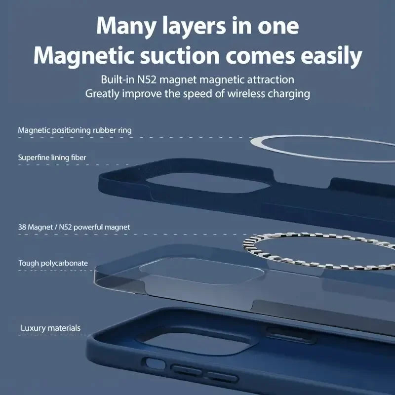 Magnetic Liquid Silicone Shockproof Case for iPhone 17 Air 16 15 14 13 12 11 Pro Max