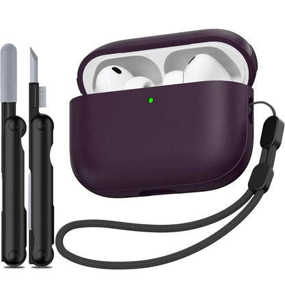 Leather Texture AirPods Pro 3 (2025) Case – Full Protection with Lanyard & Kit