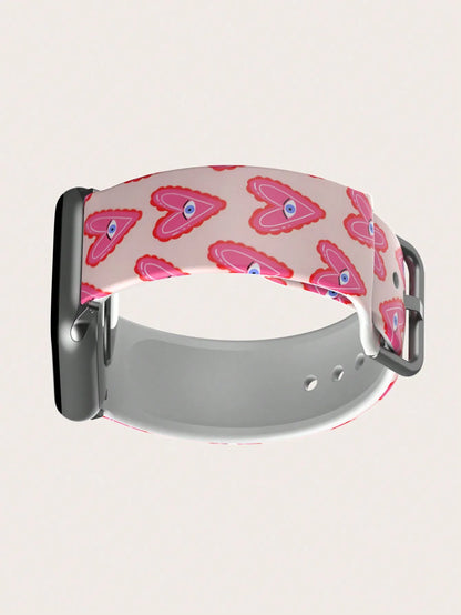 Pink Heart Eyes Band for Apple Watch Ultra 3 & Series 11–3 | Cute Fun Strap