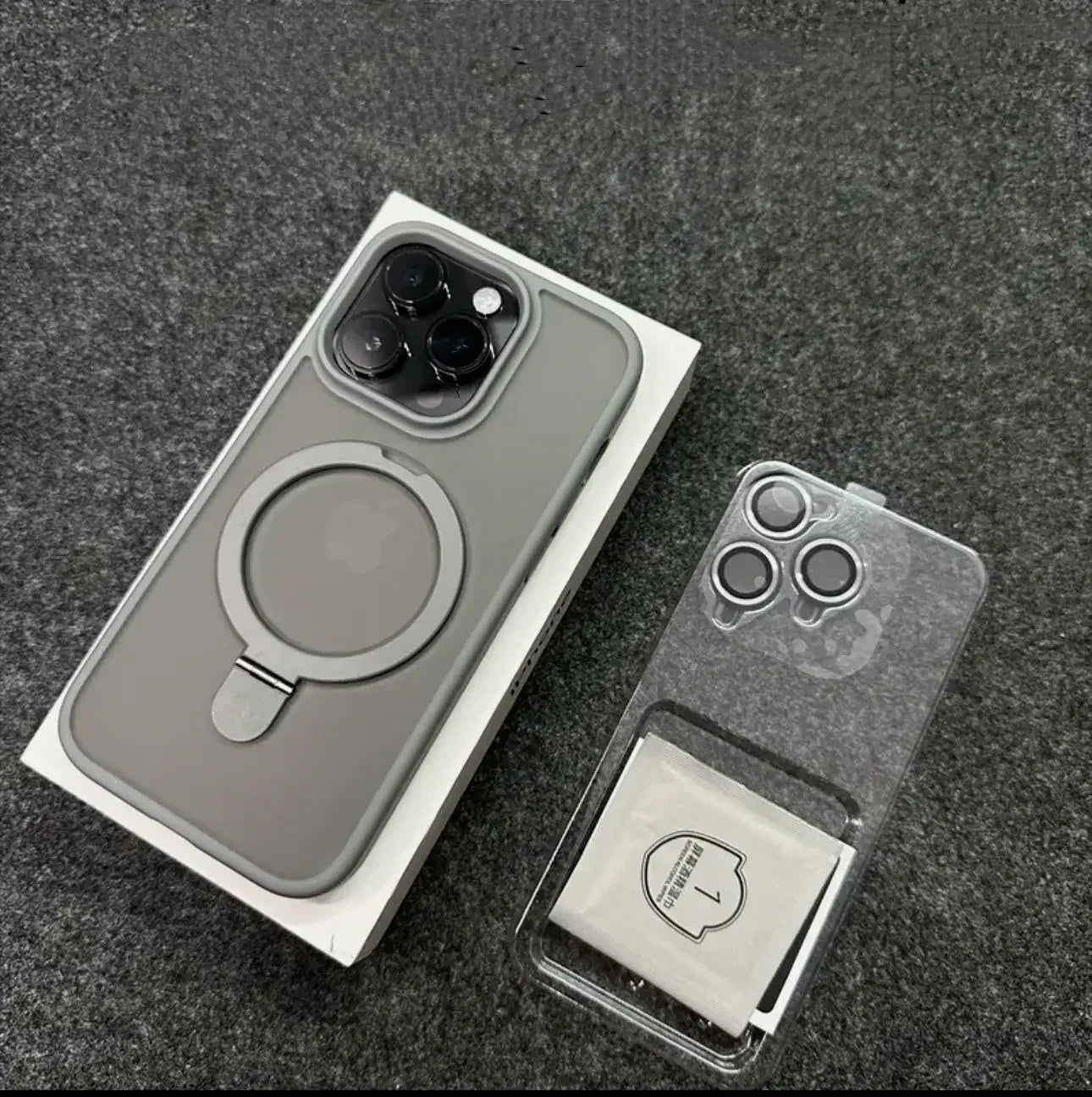 Metal Ring Stand MagSafe Case for iPhone 17 16 15 14 13 12 Pro Max + Lens