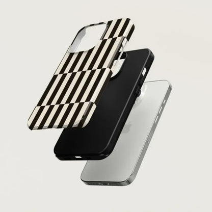 Striped Black 2-in-1 Acrylic TPU Magnetic Phone Case for iPhone 16–11 Pro Plus