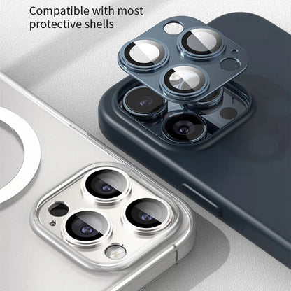 Metal Lens Protector with Tempered Glass for iPhone 16 Pro Max/15/14 Series