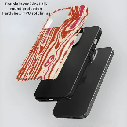 Wave Pattern 2-in-1 Case for iPhone 16–Xs | Frosted Anti-Drop Cover