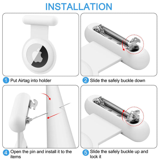 Silicone Pin Cover for Apple AirTag with Clothes Clip Anti-Lost Tracker Case