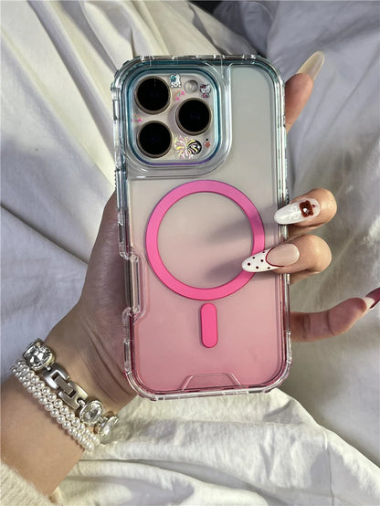3-in-1 Gradient MagSafe Magnetic Clear Case for iPhone 16, 15 Pro, 14, 16 Pro Max