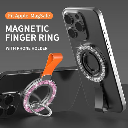 Universal Double-Sided Magnetic Car Phone Holder – MagSafe Grip Ring Stand for iPhone