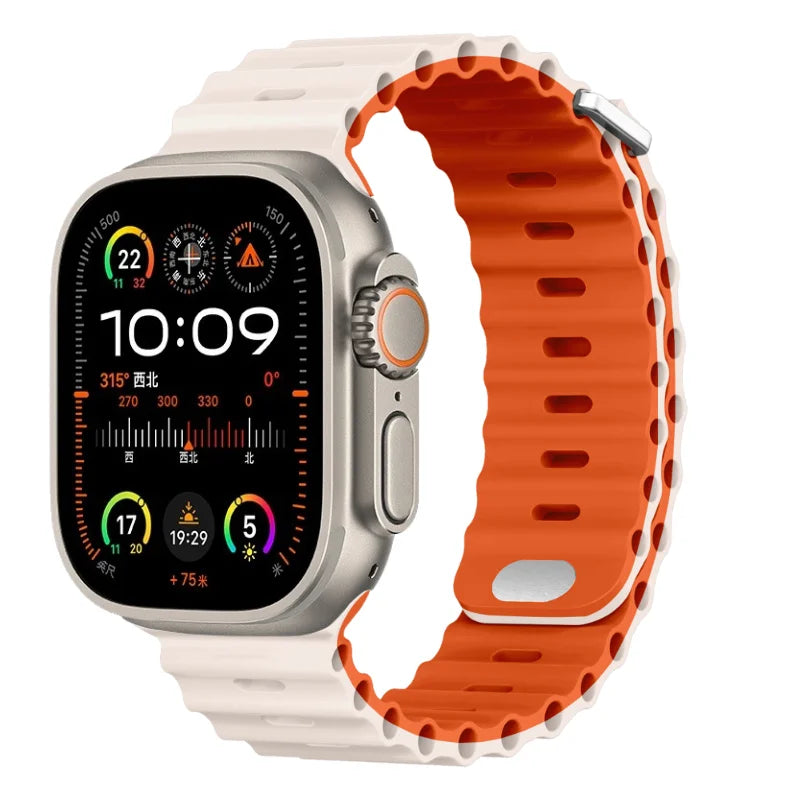 Ocean Silicone Strap for Apple Watch Ultra 3/2 & Series 11–5 SE2 Band