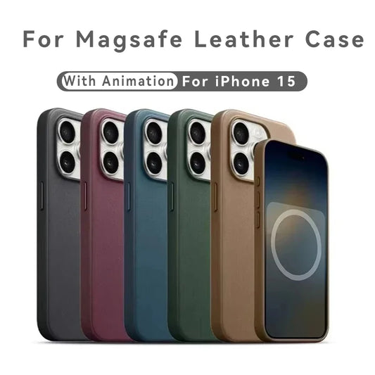 Leather MagSafe Case – Strong Magnetic Cover for iPhone 15 Pro
