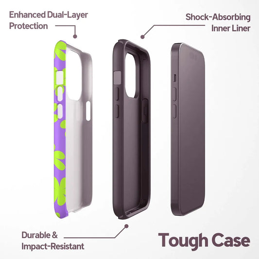 Luxury Green Flower Pattern Case for iPhone 17–11 Pro Max Double Layer