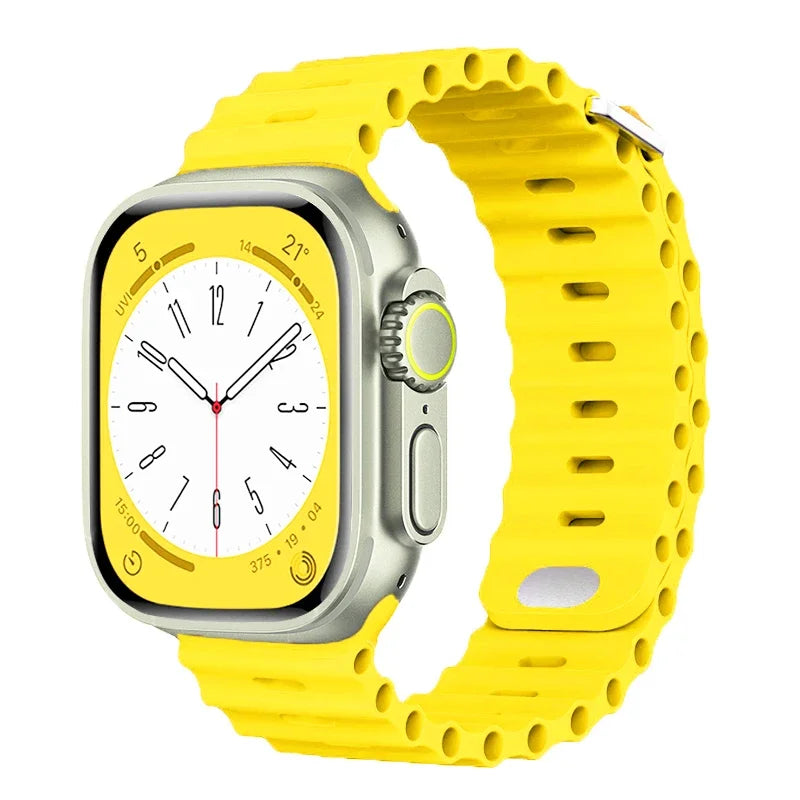 Ocean Strap for Apple Watch Ultra 2–3 SE | Silicone Sport Band 49–41mm