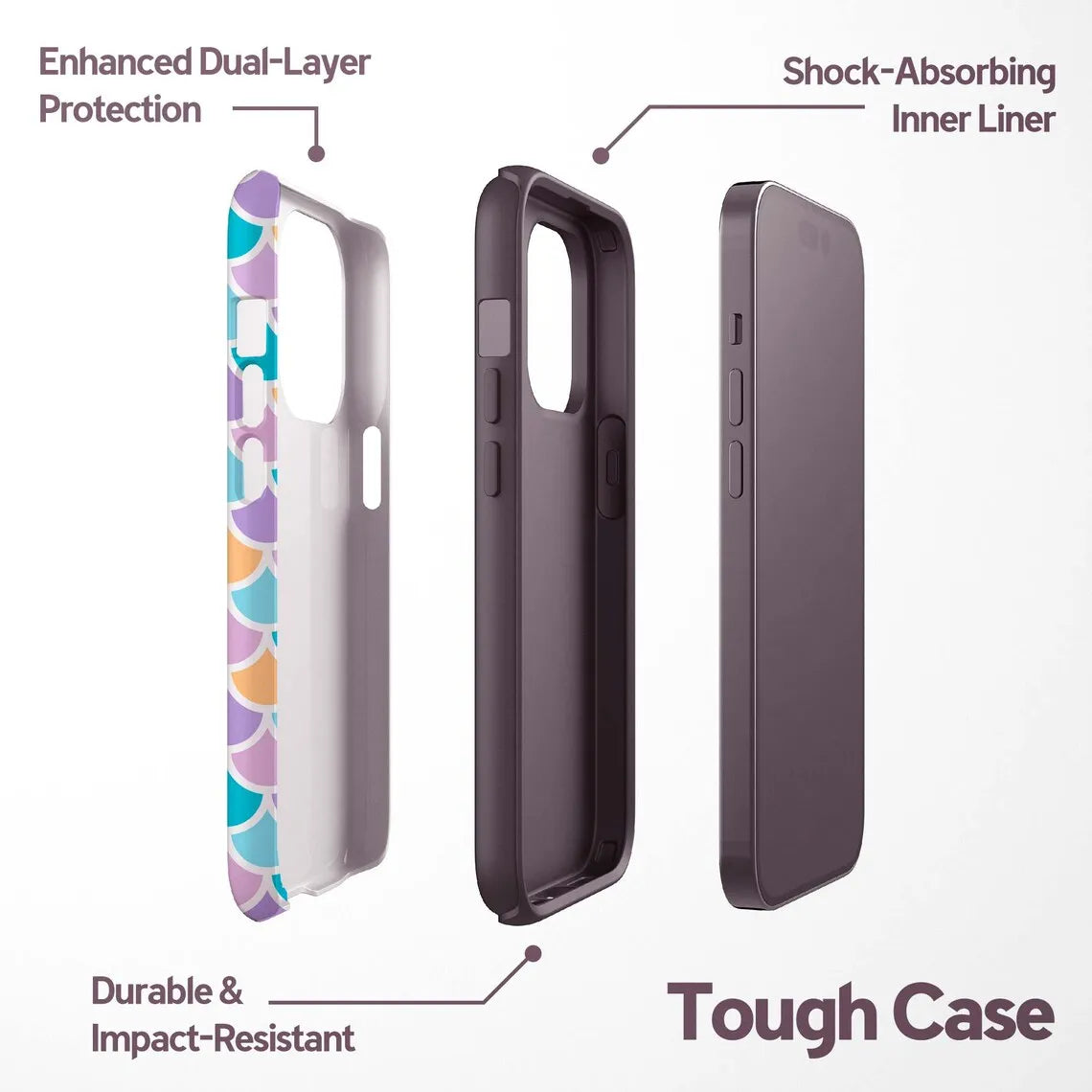 Luxury Fish Scale Pattern Case for iPhone 17–11 Pro Max Double Layer