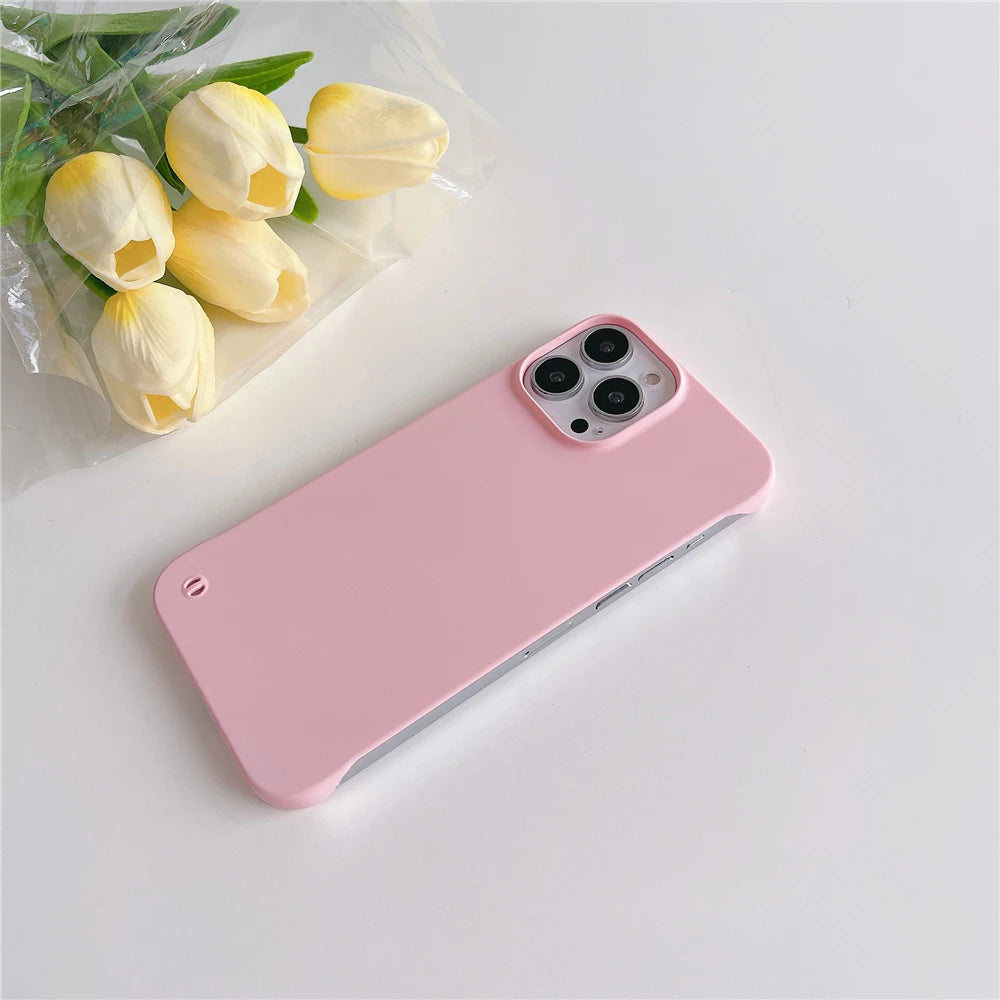 Ultra-Thin Frameless Matte Case for iPhone 14–SE | Luxury Candy Color Cover