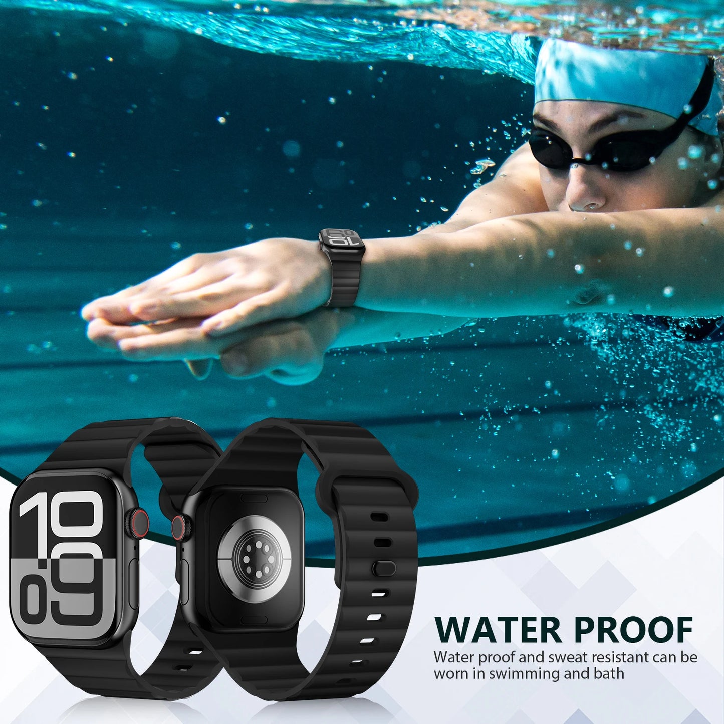 Sport Silicone Strap for Apple Watch Ultra 2 Series 10 9 8 7 SE 49–40mm Bands