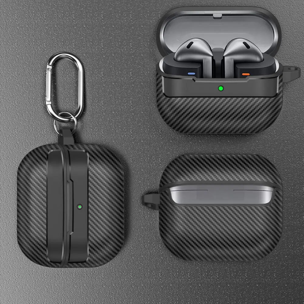 Carbon Fiber TPU Case with Buckle for Samsung Galaxy Buds 3 Pro