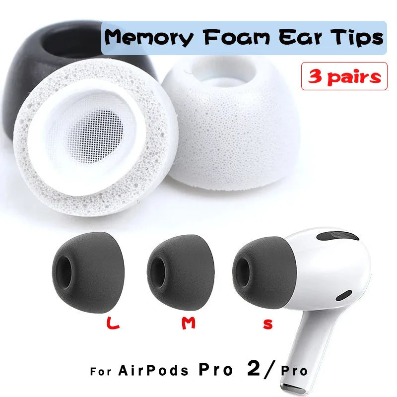Memory Foam Ear Tips for AirPods Pro 2 – Anti-Slip Replacement Cushions