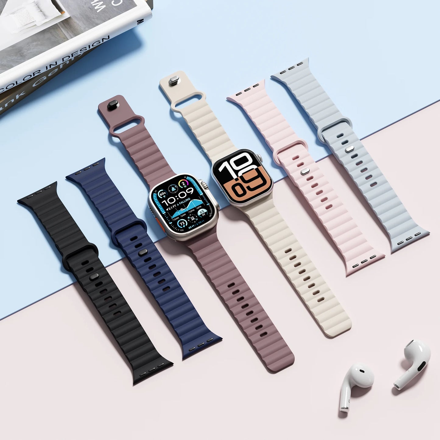 Sport Silicone Strap for Apple Watch Ultra 2 Series 10 9 8 7 SE 49–40mm Bands