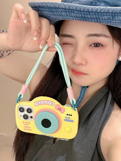 Stereo Camera Holder Strap for iPhone 14/15 Pro Max, 13/12/11 Silicone Case