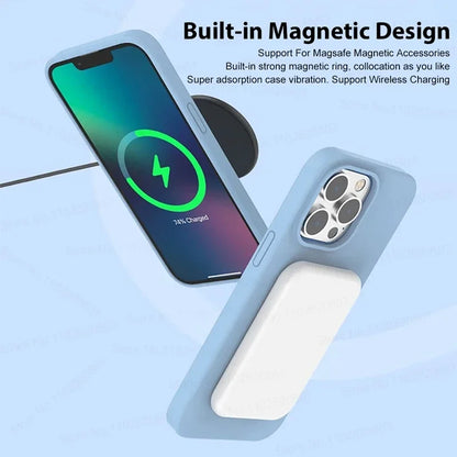 Luxury Liquid Silicone Magnetic Case for iPhone 16 15 14 Pro Max MagSafe Wireless